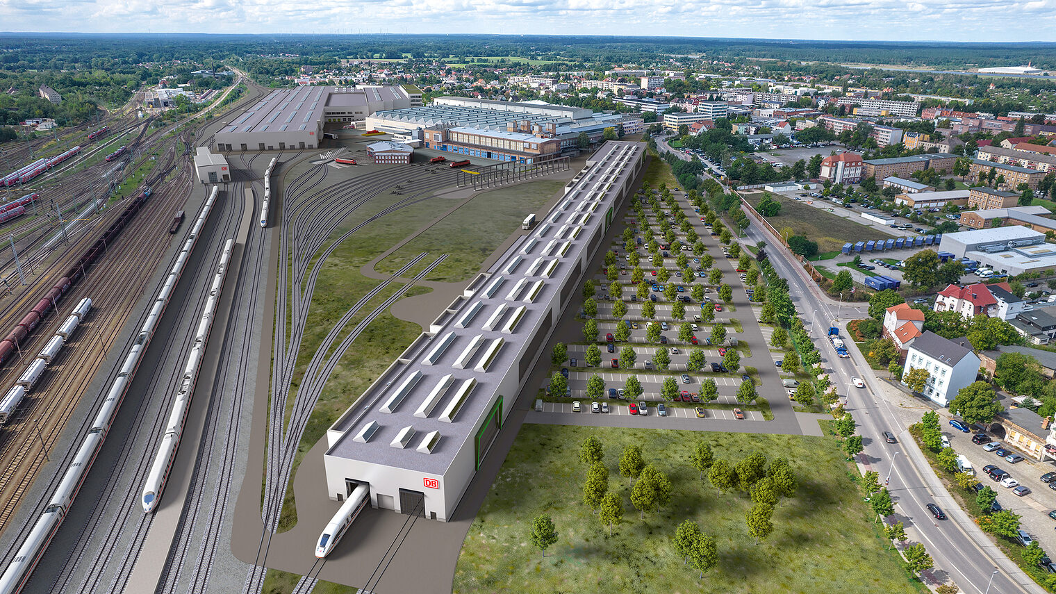 Neues Bahnwerk Cottbus größere Halle