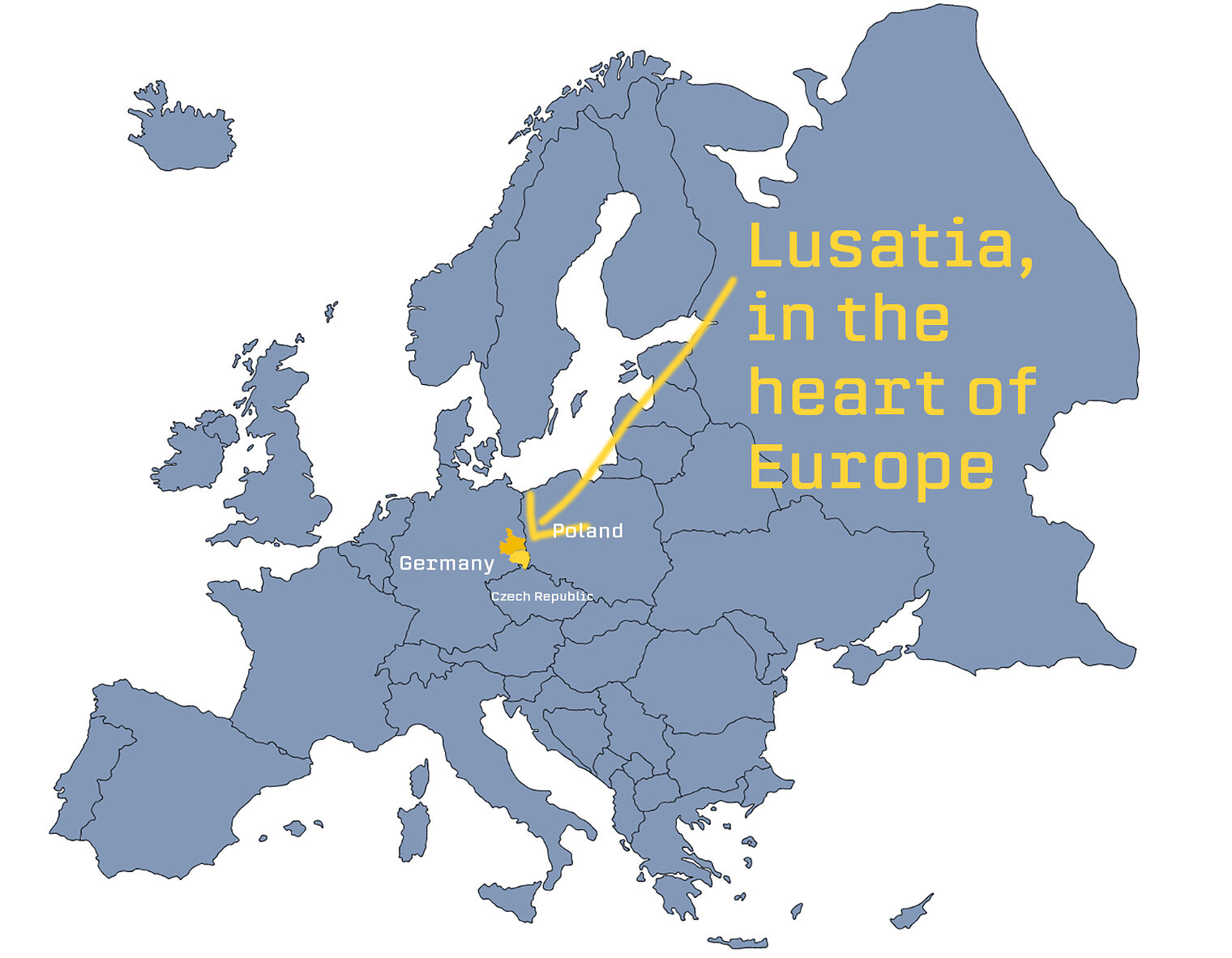 Europakarte mit Lausitz